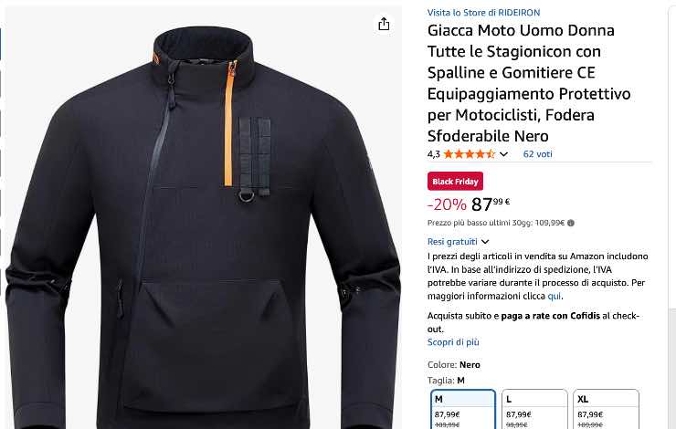 Moto accessorio giacca Rideiron